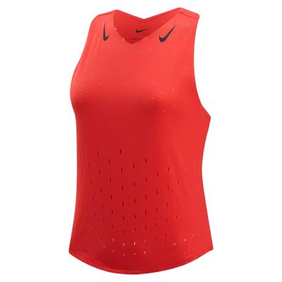 Aeroswift Dri-FIT ADV Bequemes Atmungsaktives Schnelltrocknendes V-Ausschnitt Einfarbiges Sport-Tanktop Damen Tops Hellrot Dunkelrot Schwarz FN2505-696