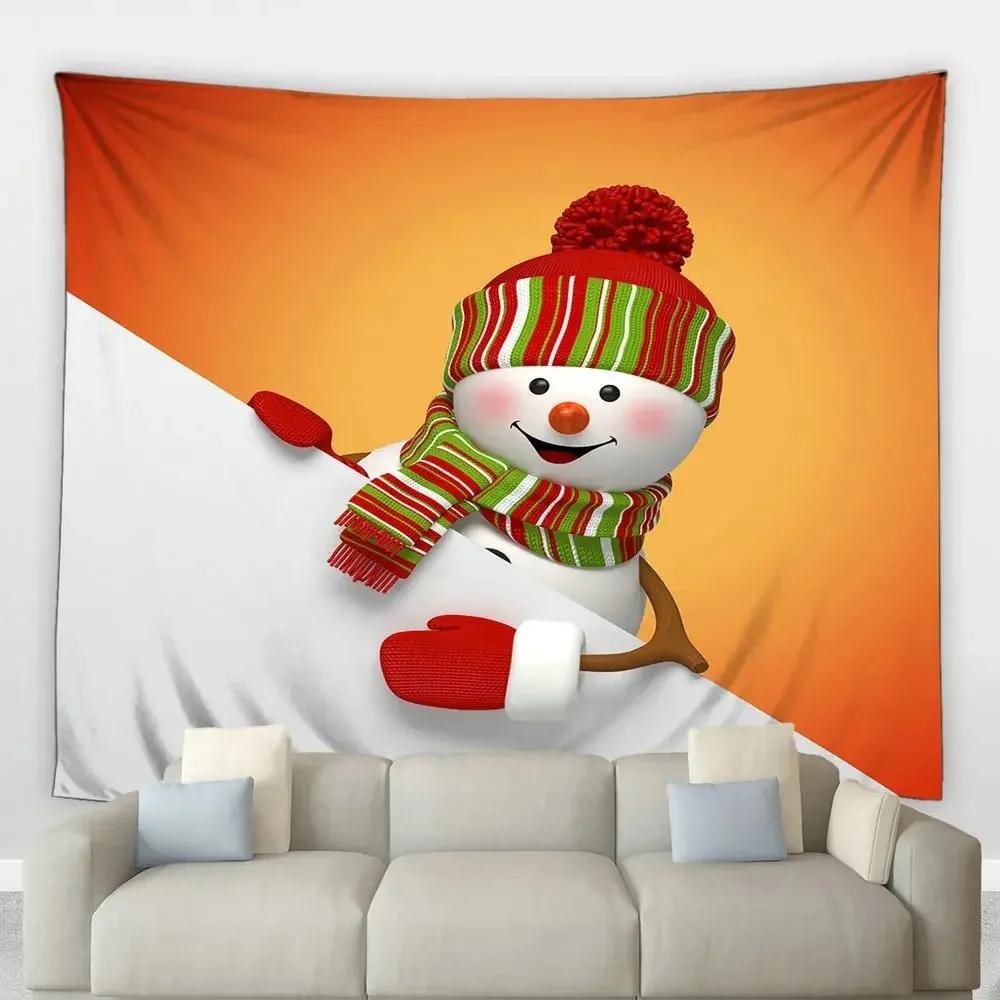 Christmas Cartoon Snowman Tapestry Bedroom Living Room Home Christmas Decoration Tapestry