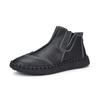 Men's Leather Slip-On High-Top Casual Shoes - Soft Sole, Genuine Cowhide for Autumn/Winter