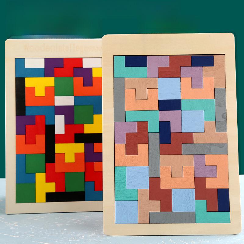 Wooden Tetris Building Blocks for Children's Educational and Cognitive Development