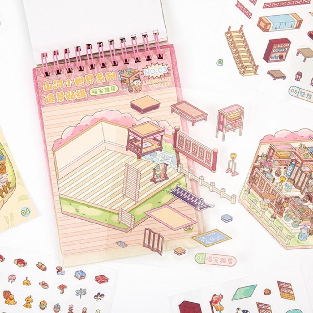 Mini Size 3D Landscape Sticker PET Pocket Sticker Book New DIY Sticker Books  For Kid Children