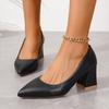 Fashion Fashion Office Formal Dress Shoes Plus Size Elegant Pointed Toe Solid Black Pu Pumps Women 2025 White Square Medium Heel Pumps