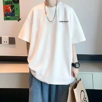 Kortmouwig T-shirt voor Mannen, Zomer Nieuwe Koreaanse Versie, Trendy Merk T-shirt, Los en Veelzijdig, Ronde Hals, Halve Mouw, Eenvoudig Heren Topje