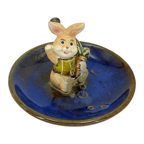 Hand-Painted Ceramic Tray with Bird Fish Owl Design Multi-Functional Jewelry Dish Soap Storage Holder Unique Decorative Tray