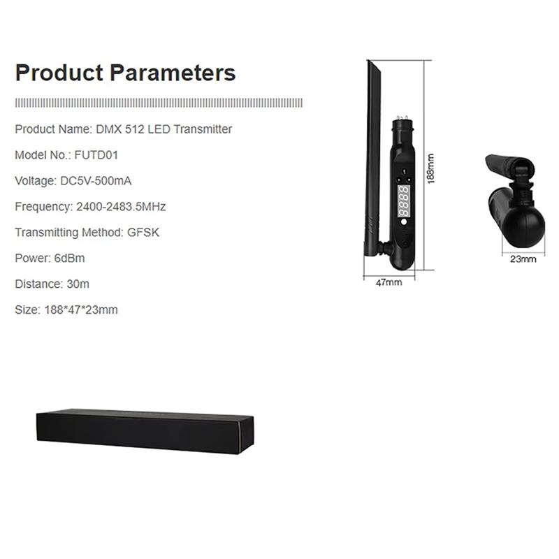 ABUO-3Pin XLR Transmitter 2.4Ghz Wireless ISM Sgnal For Disco LED Stage PAR Effect Lights