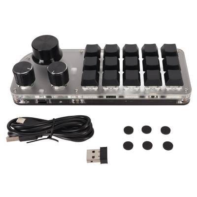 USB Mini 15 Tuşlu Tuş Takımı 3 Düğmeli Tip C Kablolu Bluetooth 2.4G Kablosuz Üç Bağlantı Modu DIY