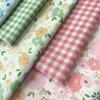 Floral Check Fabric Cutting Cloth Soft Cotton Patchwork Scraps for Crafts 8-Piece Set, Fabric, 46x56cm,