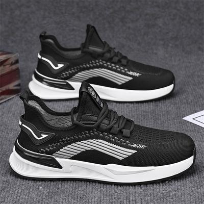 Flying Woven Shoes 2024 Trendy New Running Shoes Soft Sole Comfortable Casual Shoes Foreign Trade Trendy Shoes Mesh Breathable Men's Shoes