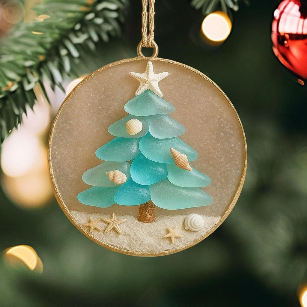 Coastal Christmas Ornaments Acrylic Christmas Coastal Ornament Beach Themed Pendant For Window Wall Living Room Holiday Home