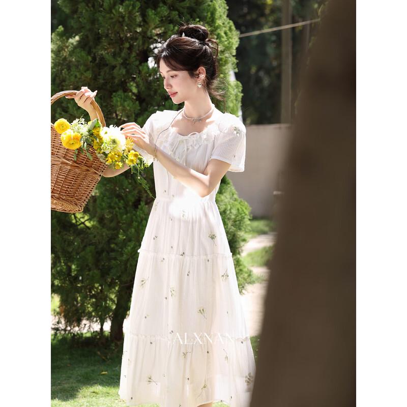 French Style Floral Vacation Dress M