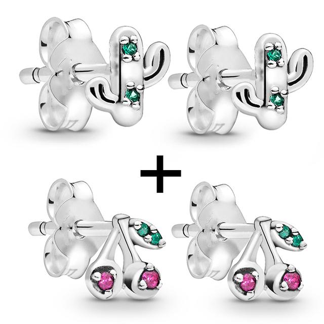 2 Paare/los Silber Überzogene Kristall Stern & Mond Blume Stud Ohrringe Für Frauen Frau Kubikzircon Weiblichen Ohrringe Bijoux Hochzeit geschenk