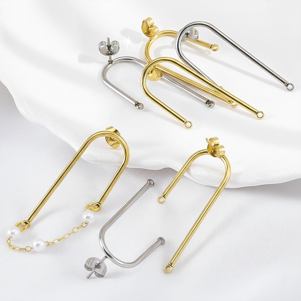 5 Paar Edelstahl Ohrbügel Langer Stift Post Haken Ohrstöpsel Verbinder Quaste DIY Schmuck Handgefertigte Ohrringe Zubehör Fundstücke