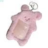 X7XC Cartoon Bear Card Cover Rabbit Credit Card Case Protective Sleeve with Keychains
