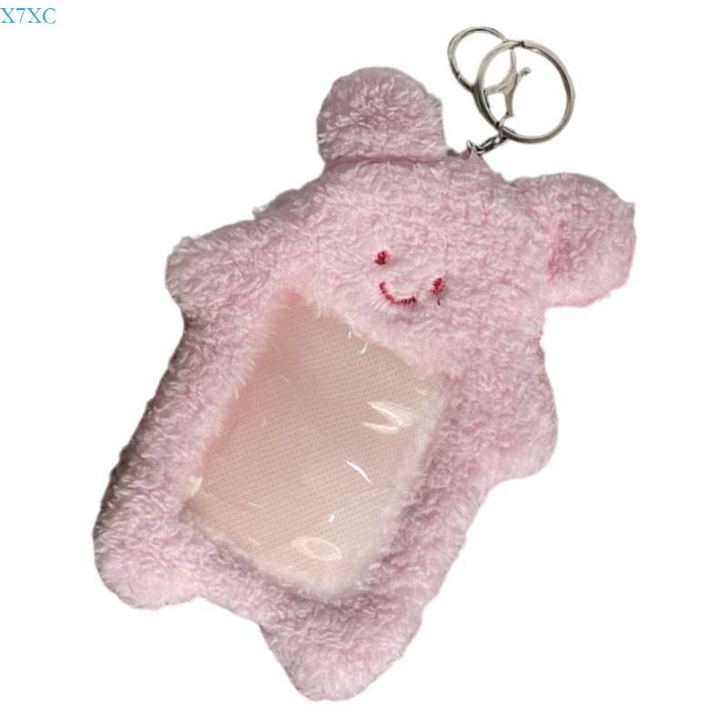 X7XC Cartoon Bear Card Cover Rabbit Credit Card Case Protective Sleeve with Keychains
