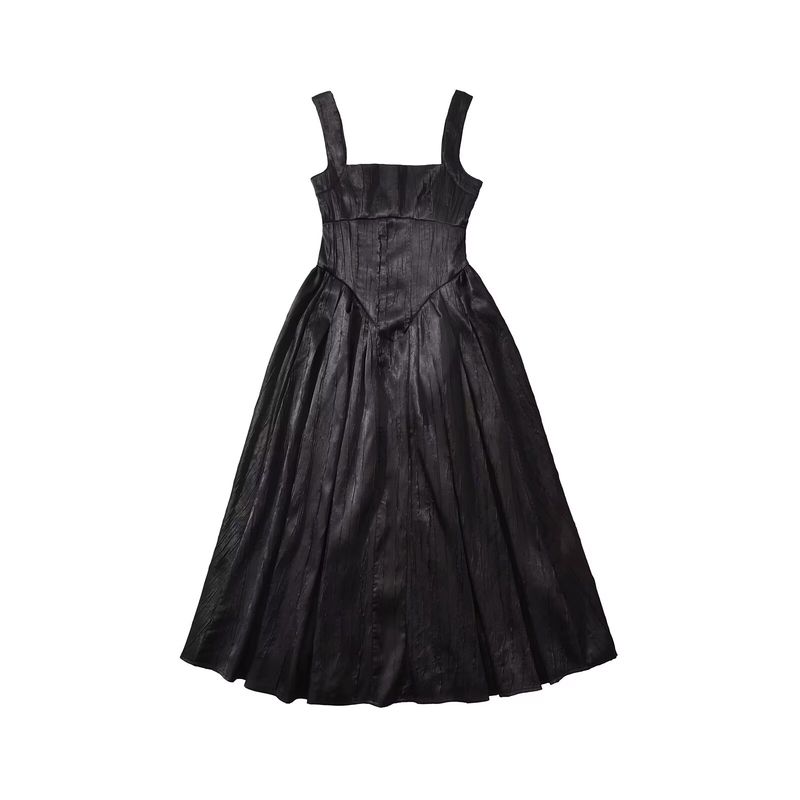 

Kaslead New Arrival Women s Fashion Style Fashion Simple and Thin Textured Tight Midi Dress Black L