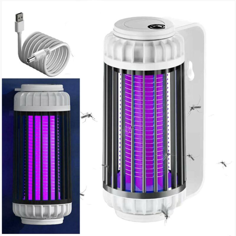 Elegant White Mosquito Killer Lamp Usb Rechargeable Portable Home Dorm Use