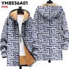 New Jacket: Multi-colored Pattern Elements, Zipper Hooded Cardigan, Thickened Winter Fleece Padded Clothes, Yellow Lining, Trendy Cotton Clothes