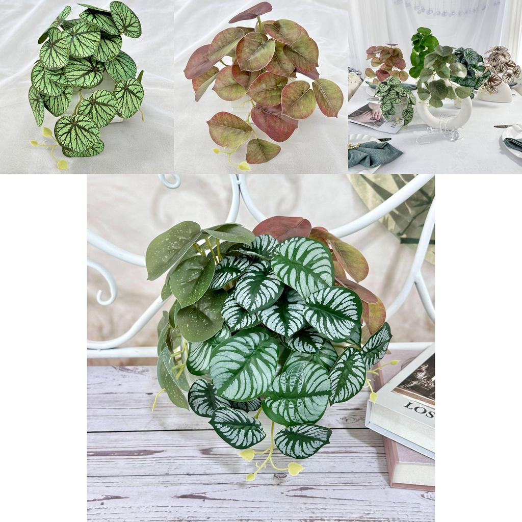Artificial Mirror Leaves With Colocasia Design For Home And Event Decor