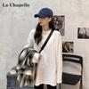 La Chapelle Premium Baumwolle Schlitz Langarm Mittellanges T-Shirt