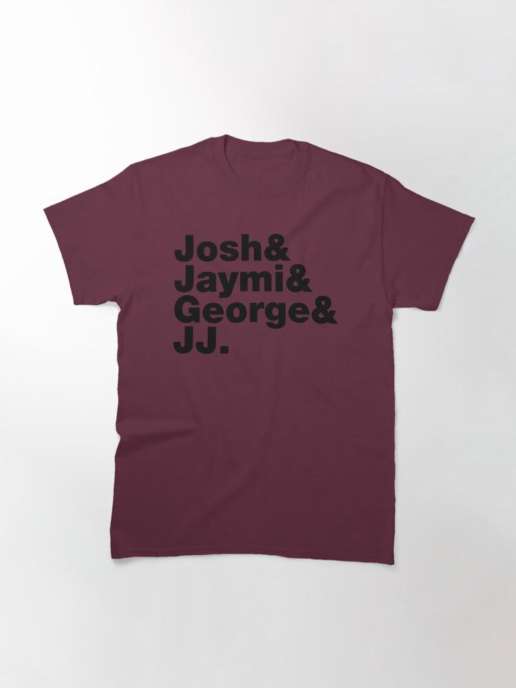 Westlife Josh _amp_ Jaymi _amp_ George _amp_ JJ (black Writing) Fitted Classic T-Shirt