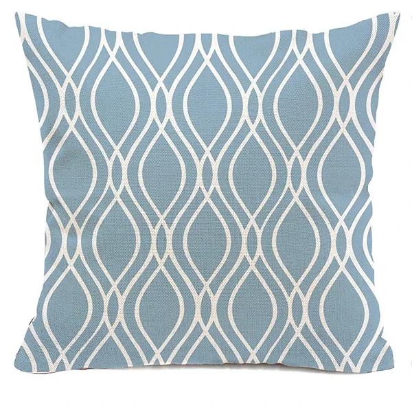 Federa cuscino geometrica lino blu lago bianco fodera cuscino divano decorazione casa può essere personalizzata per te 40x40 45x45 50x50 60x60