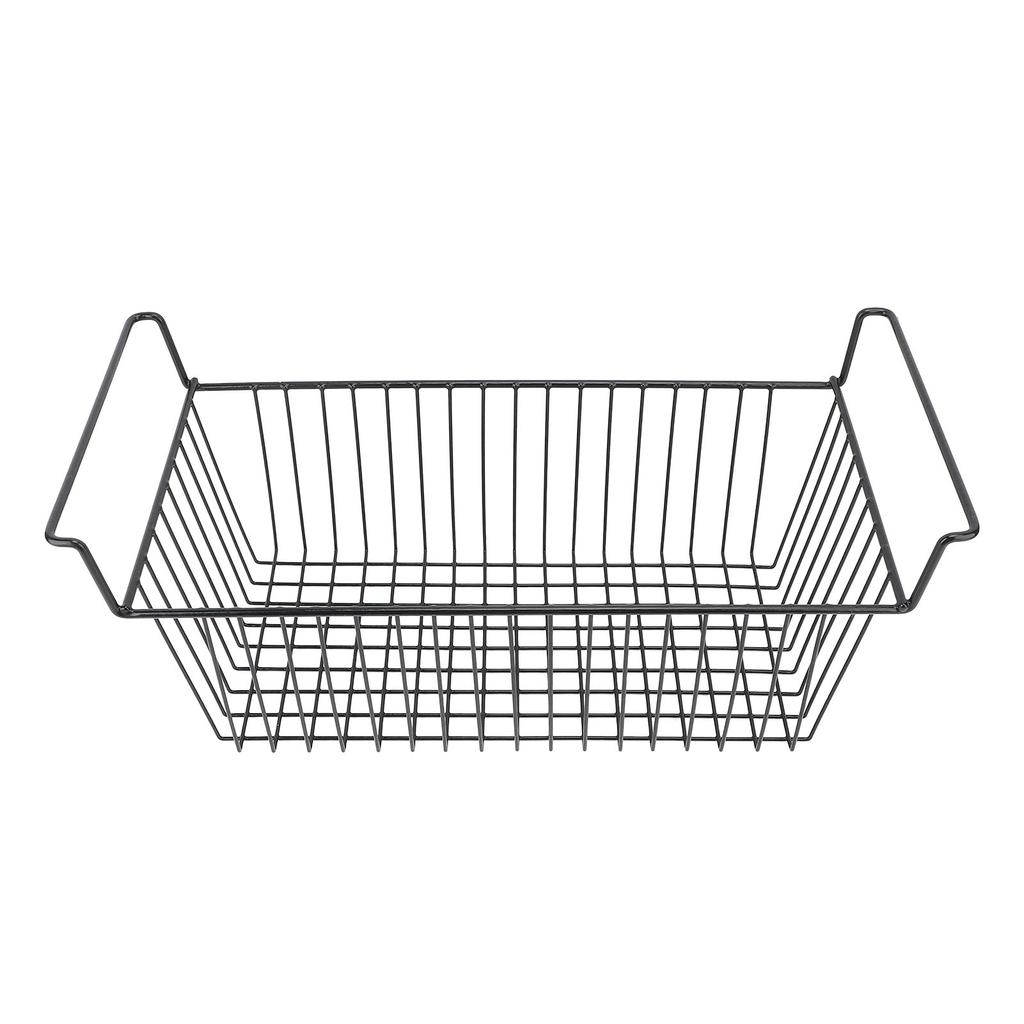 2 Adet Sandık Tipi Derin Dondurucu Düzenleyici Sepetler İstiflenebilir Saklama Rafı Metal Tel Siyah U70cm X G30cm
