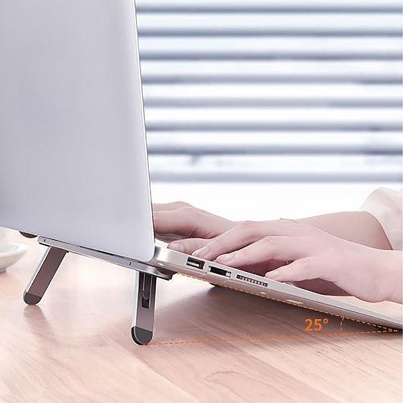 Foldable Laptop Riser Heat Dissipation Invisible Portable Aluminum Alloy Adjustable Laptop Stand For Desk Silver