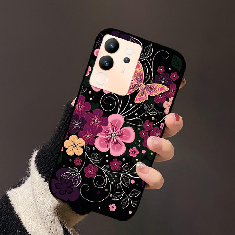 For Vivo V30 Lite 5G Case Fashion Cat Astronaut Flower Phone Bag For Vivo V30Lite 5G Luxury Protector Fundas Black Coque