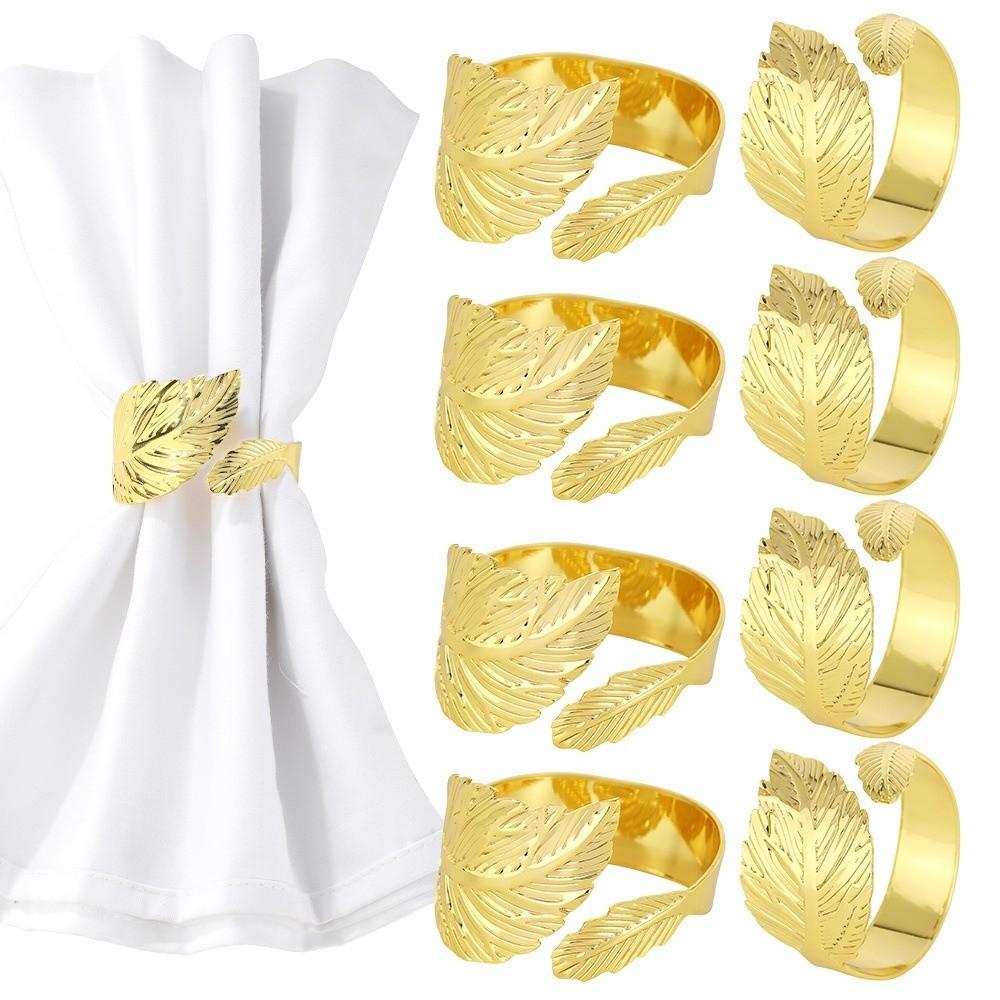 Metal Napkin Ring Buckles Gold Leaf Dinning Table Decoration  for Wedding Birthday Party