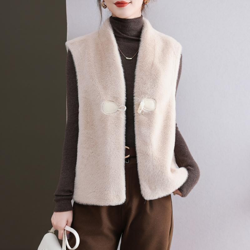 New Leather Vest Women's Autumn and Winter Imitation Mink Vest Vest Waistcoat Thin Large Size Coat