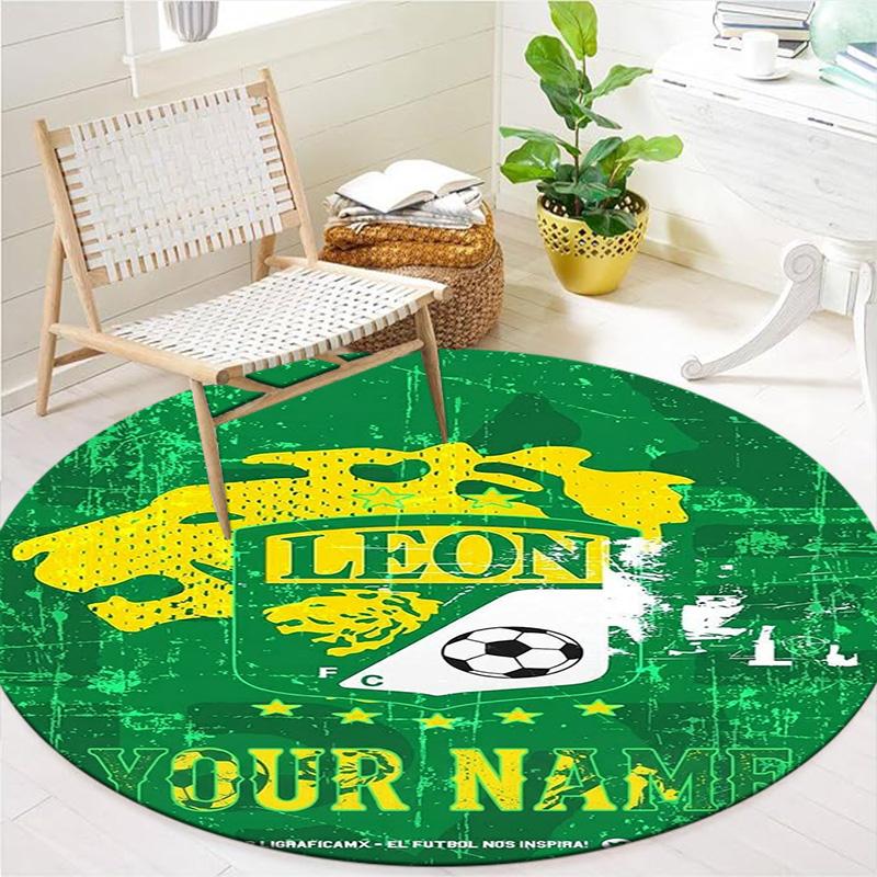 Leon Fc Crest Custom Name Round Area Rug Carpet Rug For Living Room Bedroom Sofa Playroom Decor Nonslip Floor Mat