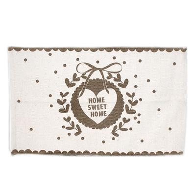 [A0271] - Cotton Rug 'Home Sweet Home' Ecru Taupe - 80x50 Cm