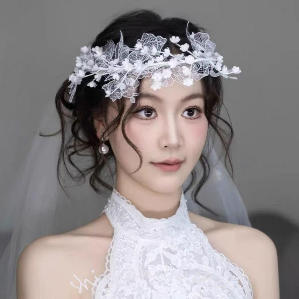 Lace Bride Headdress Sweet Wedding Hair Accessories Exquisite Photography Headband Women