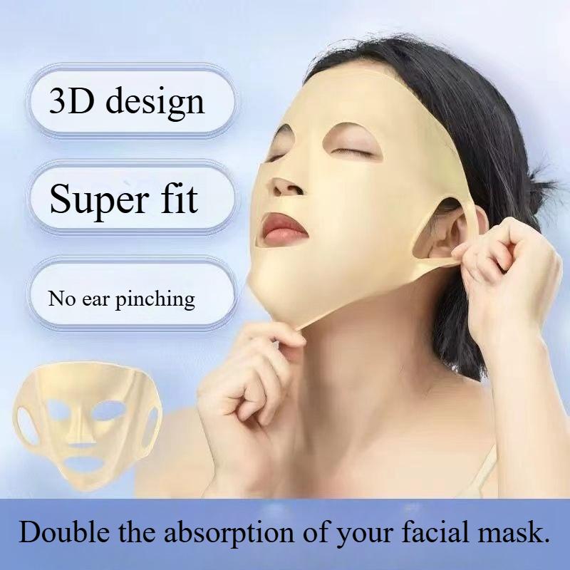 1PC 3D Silicone Mask Mask Auxiliary Artifact Anti-moisture Evaporation Moisturizing Facial Beauty Mask Anti-slip Hanging Ear Type