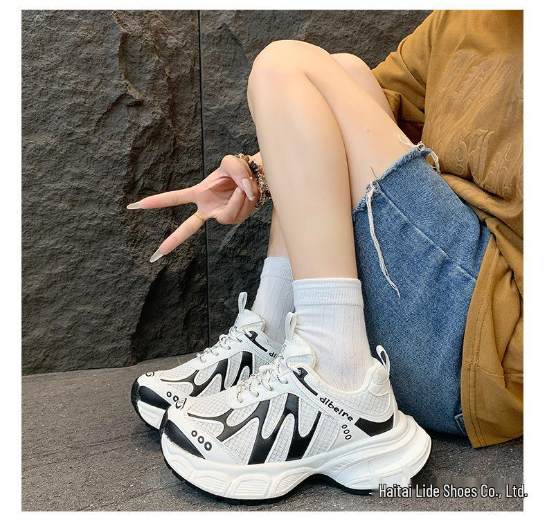 Women's Dad Sneakers: Summer 2025 Breathable Mesh, Height-Increasing Casual Running Shoes, Thick Sole, Versatile and On-Trend.