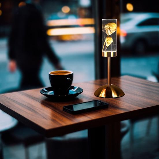 Desk Lamp Preserved Flower Acrylic Light Creative Ambient LED Night Lamp with Eternal Rose Lavender Design