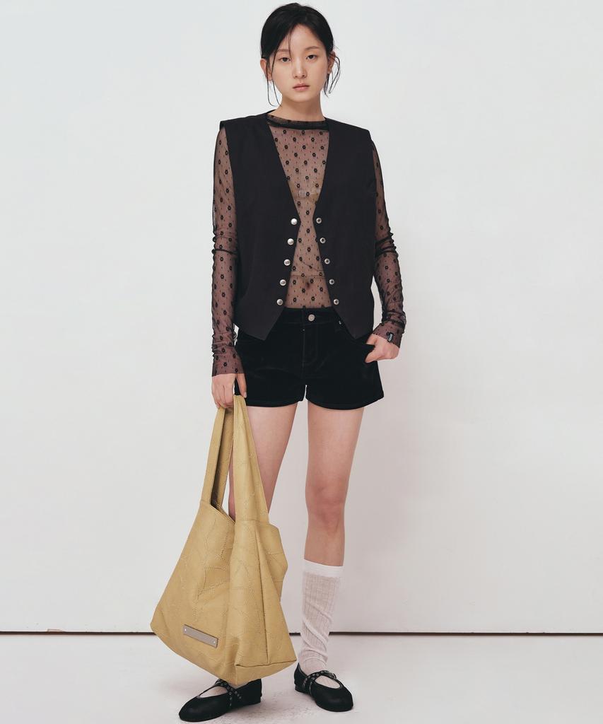 Nick&Nicole Leather Wrinkle Tote Bag_Butter