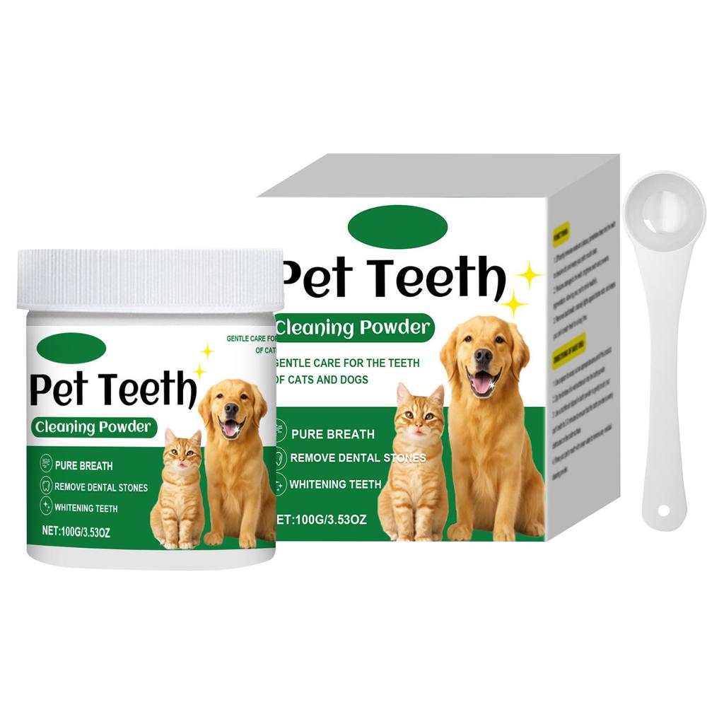 Чистящий порошок для домашних животных, большая емкость 3,53 унции, чистящий порошок для собак, свежее дыхание, уход за собаками, улучшает здоровье полости рта и желудочно-кишечного тракта