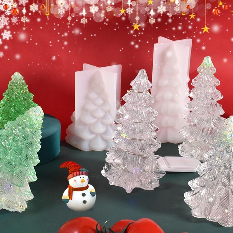 Christmas Tree Setting Ornaments Silicone Mold Epoxy DIY Decoration Making Candle Melt Resin Polymer Clay Home Decor