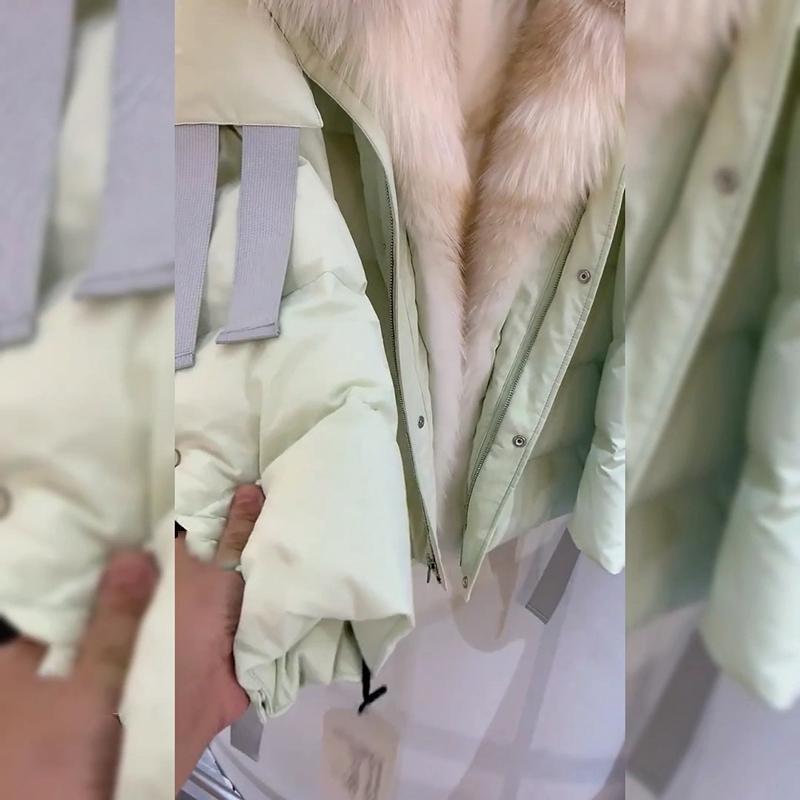 Winter Green Short Detachable Faux Fur Coat Women Down Jacket High End Fashionable Outerwear
