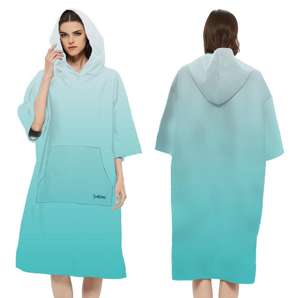2025 Quick-Dry Hooded Swim Poncho with Zipper - Portable Bathrobe and Beach Towel