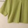 ZANZEA Women Summer V-Neck Casual 3/4 Sleeve Blouse