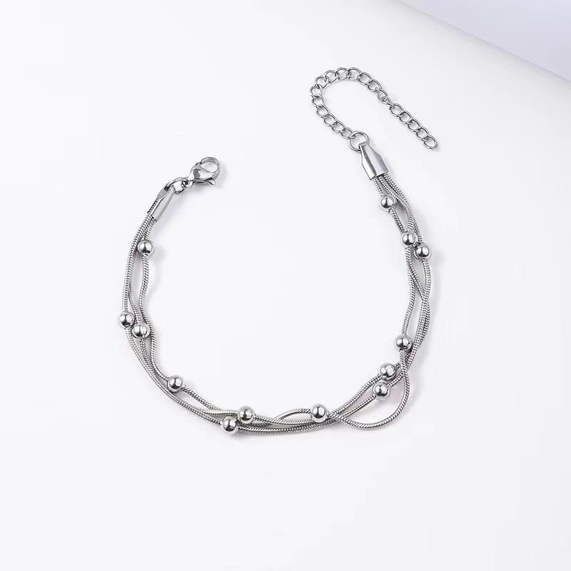Personalized Retro Box Chain Bracelet - Elegant Silver, Versatile Japanese-Korean Inspired Couple's Jewelry for Women
