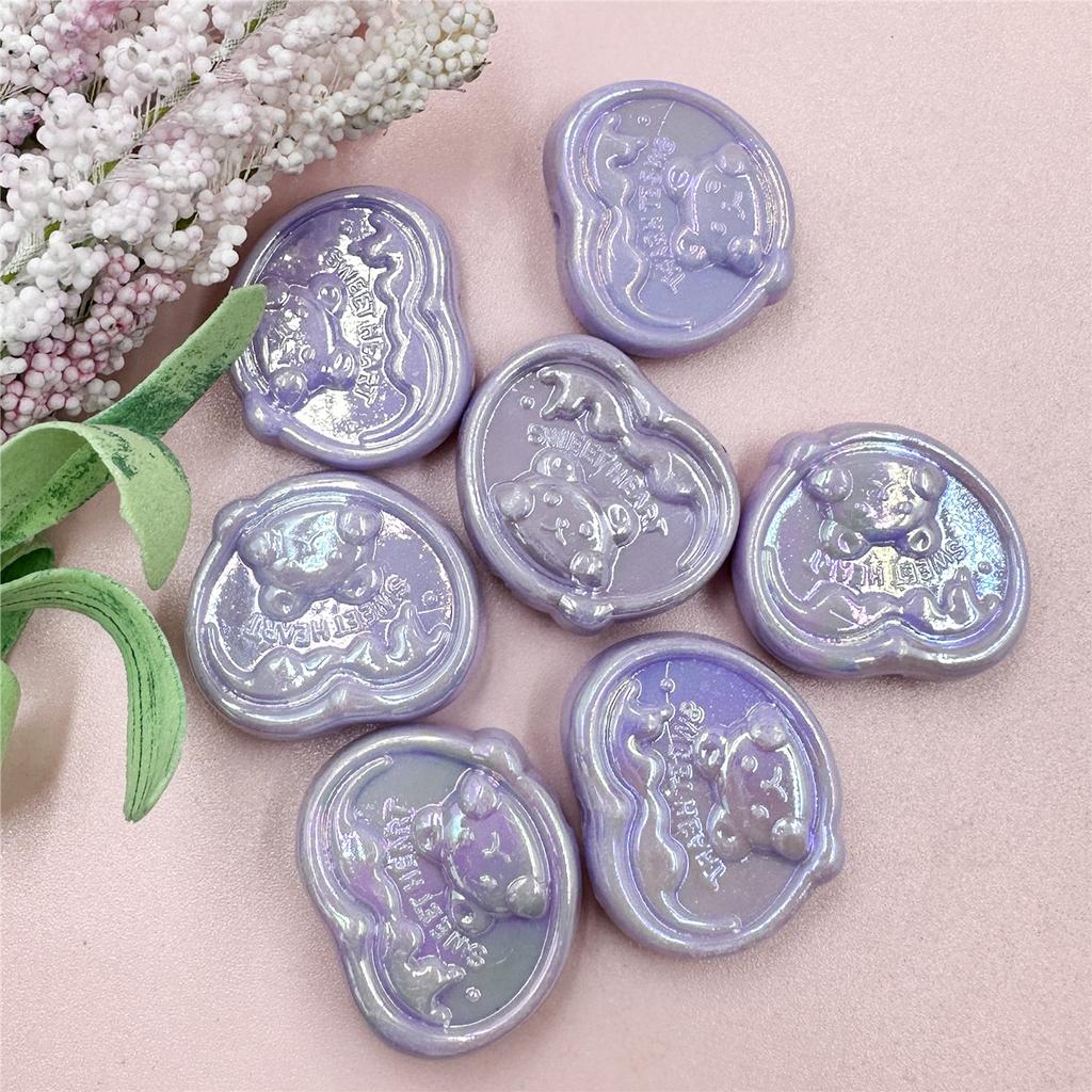 Kreative UV-Farbplattierung Herz Lose Perlen 7 Stück Liebe Bär 24*28mm Perlenmaterialien Für Armband Ohrring Herstellung Acrylschmuck