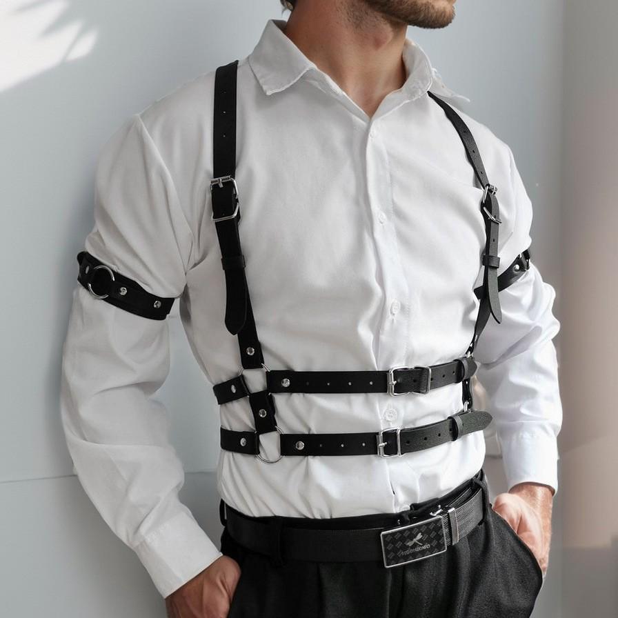 European & American Fashion Kpop Leather Harness Streetwear