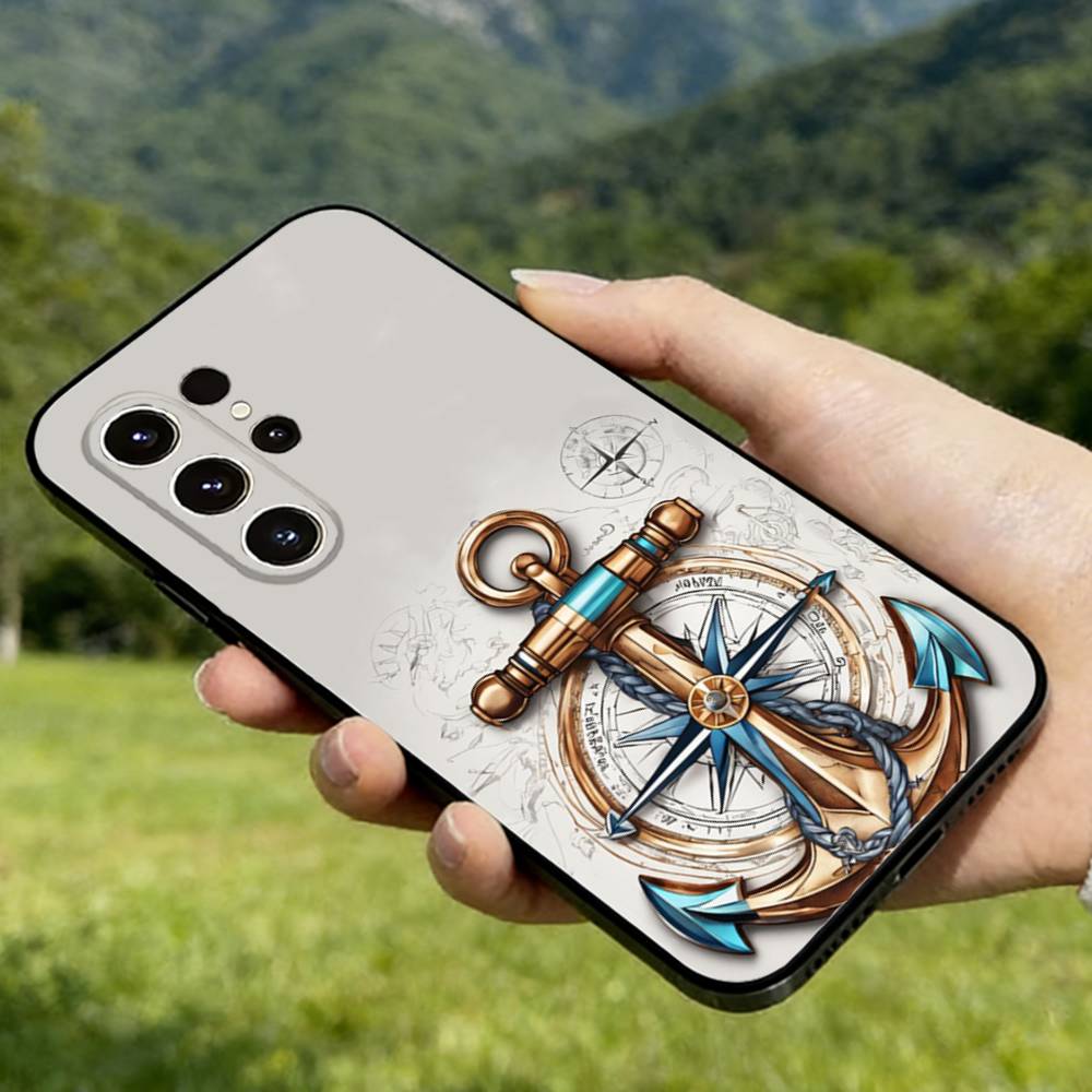 

A-Anchor Compass Nautical Sailor Phone case For Samsung Galaxy A56,36,26,16,76,55,35,25,15,54,34,24,14 Soft Silicone Black Cover 21 Samsung A72