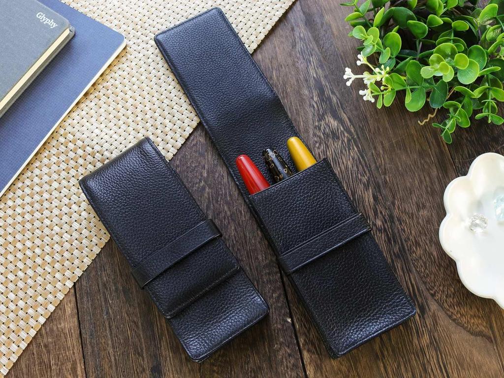 WANCHER Terasaki Leather Pen Fountain Pen Java Leather Pen Case Fountain Case, Black, Case, Products, [WANCHER Pen]