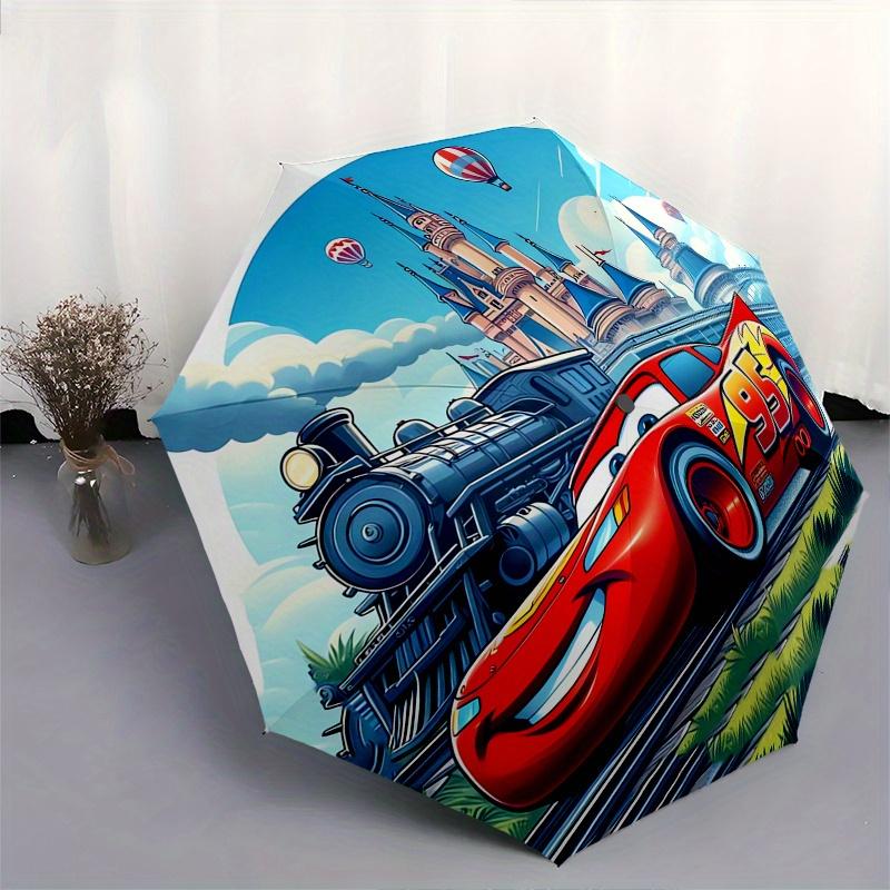 Lightning McQueen Automatic Umbrella - Tri-fold Portable Umbrella, Best Holiday Gift for Men and Women, Durable Iron Frame, Playful Design,