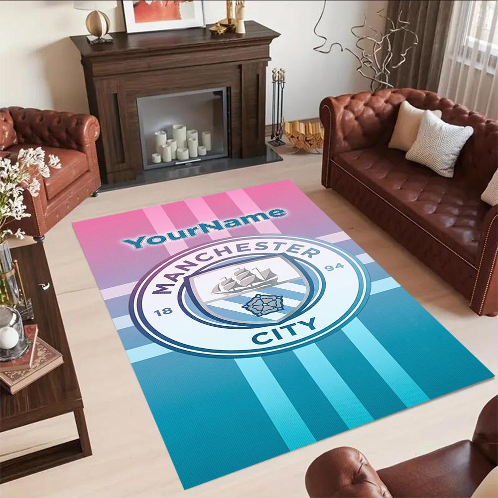 Manchester City Customize Your Name Carpet Design for Dormitory Hallway Study room Balcony Anti-slip Rug Office home decor Gift for Festivals