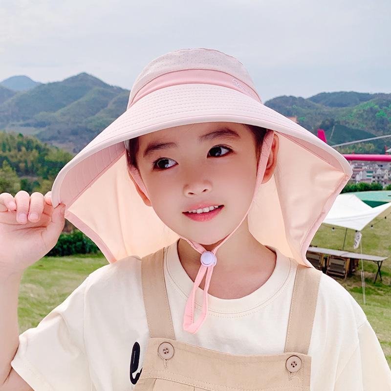 Children's Hat Big Eaves Breathable Sunscreen Hat Boys and Girls Outdoor UV Protection Sun Hat Shawl Neck Bucket Hat